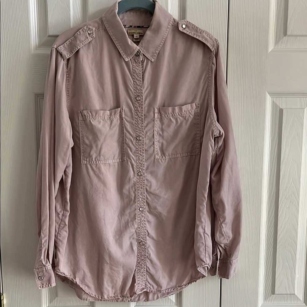 Anthropologie Holding Horses Pink Utility Button-Up Shirt Size XS